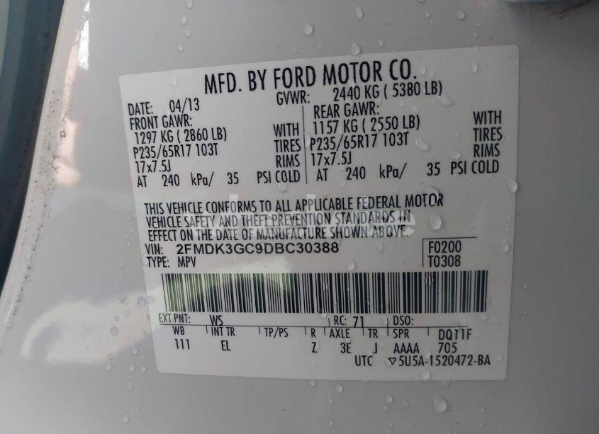 Photo 9 of 2013 Ford Edge SE (VIN 2FMDK3GC9DBC30388)