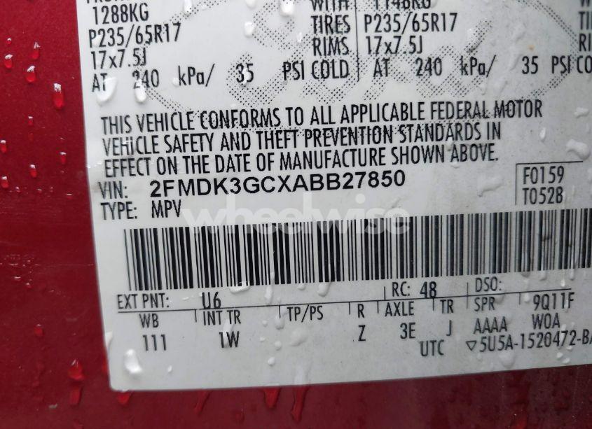 Photo 9 of 2010 Ford Edge SE (VIN 2FMDK3GCXABB27850)