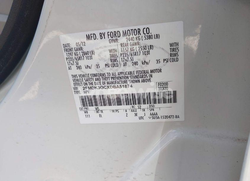 Photo 9 of 2013 Ford Edge SE (VIN 2FMDK3GCXDBA51874)