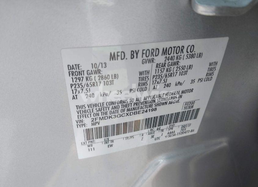 Photo 9 of 2013 Ford Edge SE (VIN 2FMDK3GCXDBE24198)