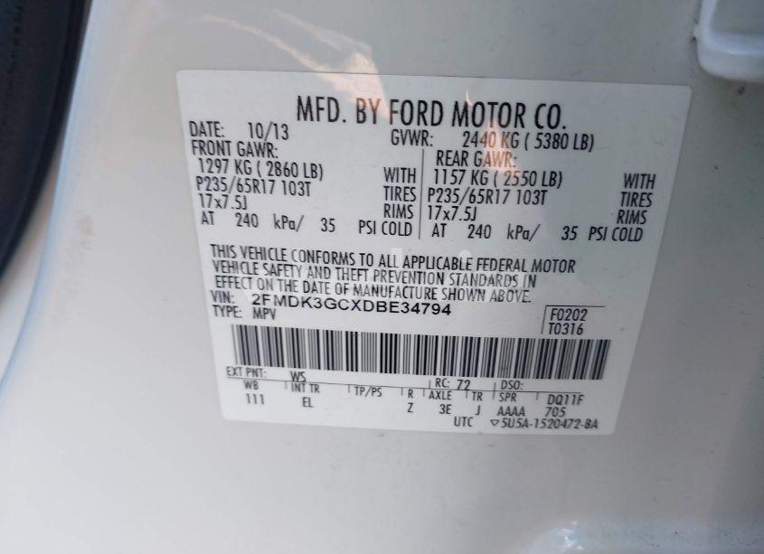 Photo 9 of 2013 Ford Edge SE (VIN 2FMDK3GCXDBE34794)