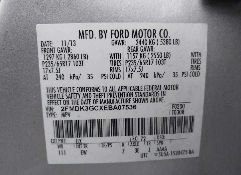 Photo 9 of 2014 Ford Edge SE (VIN 2FMDK3GCXEBA07536)