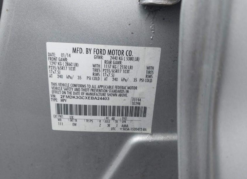 Photo 9 of 2014 Ford Edge SE (VIN 2FMDK3GCXEBA24403)