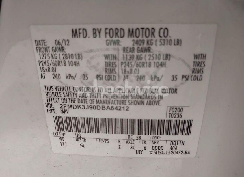 Photo 9 of 2013 Ford Edge SEL (VIN 2FMDK3J90DBA64212)