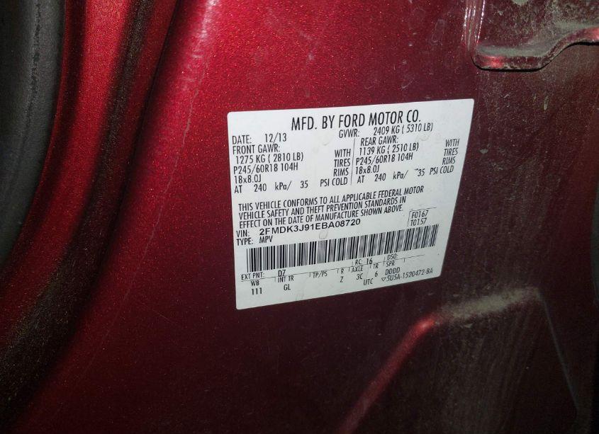 Photo 9 of 2014 Ford Edge SEL (VIN 2FMDK3J91EBA08720)