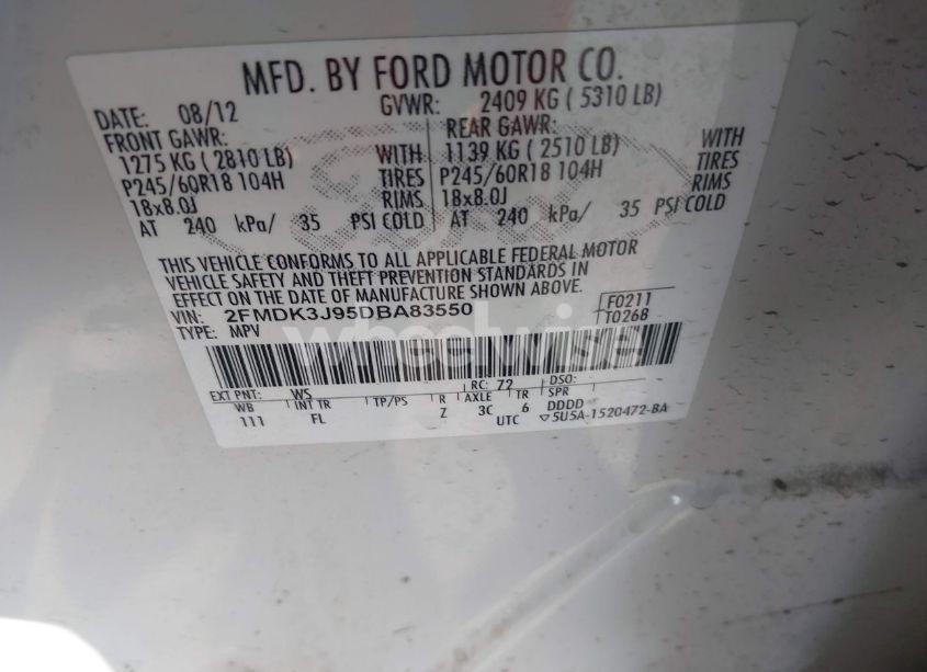 Photo 9 of 2013 Ford Edge SEL (VIN 2FMDK3J95DBA83550)