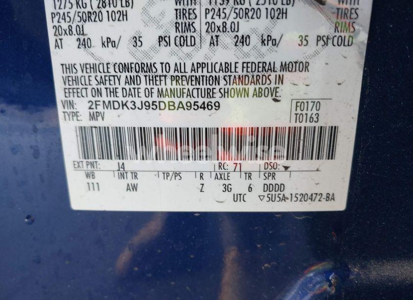 Photo 9 of 2013 Ford Edge SEL (VIN 2FMDK3J95DBA95469)