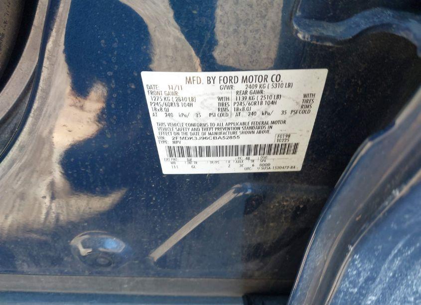 Photo 9 of 2012 Ford Edge SEL (VIN 2FMDK3J96CBA52855)