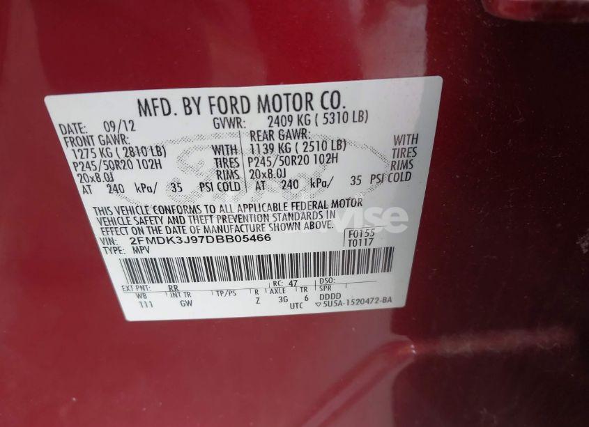Photo 9 of 2013 Ford Edge SEL (VIN 2FMDK3J97DBB05466)