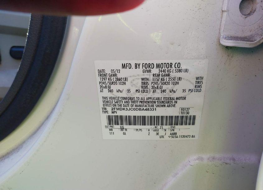 Photo 9 of 2013 Ford Edge SEL (VIN 2FMDK3JC0DBA48331)
