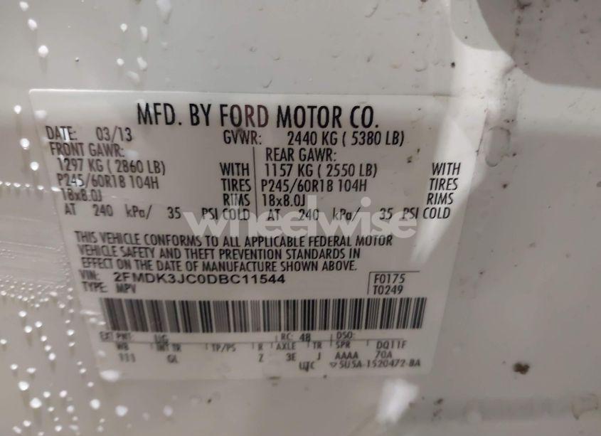 Photo 9 of 2013 Ford Edge SEL (VIN 2FMDK3JC0DBC11544)
