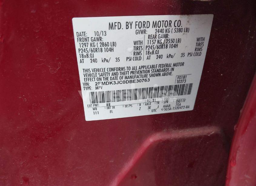 Photo 9 of 2013 Ford Edge SEL (VIN 2FMDK3JC0DBE30763)