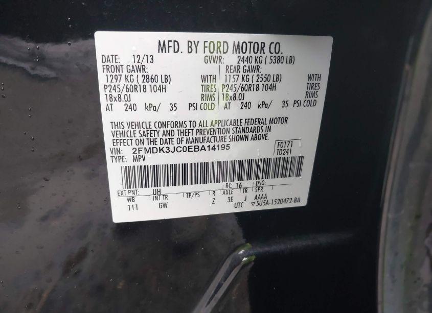 Photo 9 of 2014 Ford Edge SEL (VIN 2FMDK3JC0EBA14195)