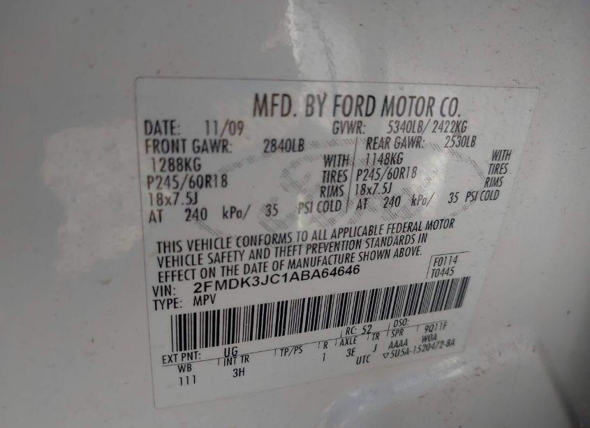 Photo 9 of 2010 Ford Edge SEL (VIN 2FMDK3JC1ABA64646)