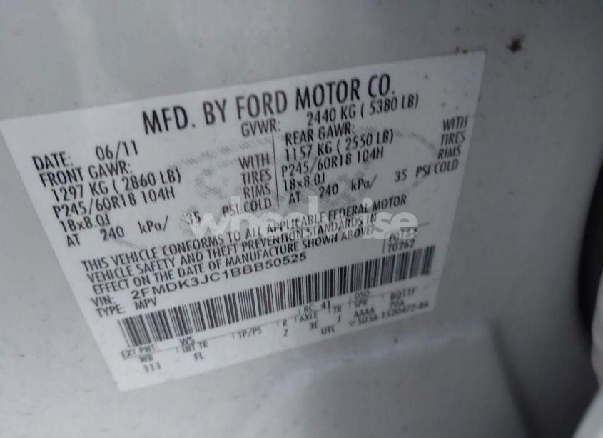 Photo 9 of 2011 Ford Edge SEL (VIN 2FMDK3JC1BBB50525)