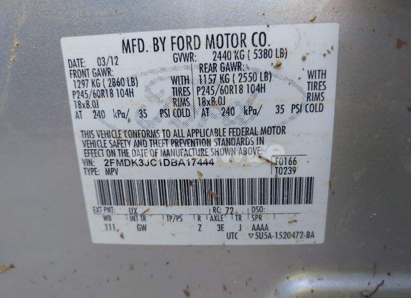 Photo 9 of 2013 Ford Edge SEL (VIN 2FMDK3JC1DBA17444)