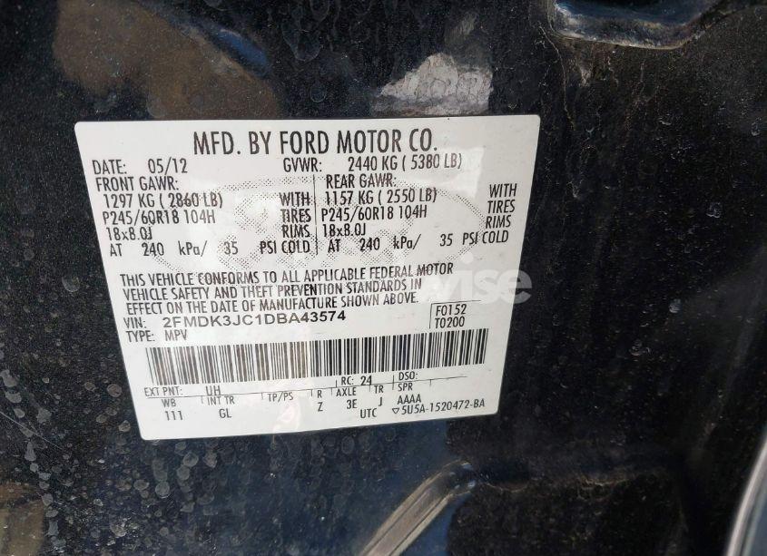 Photo 9 of 2013 Ford Edge SEL (VIN 2FMDK3JC1DBA43574)