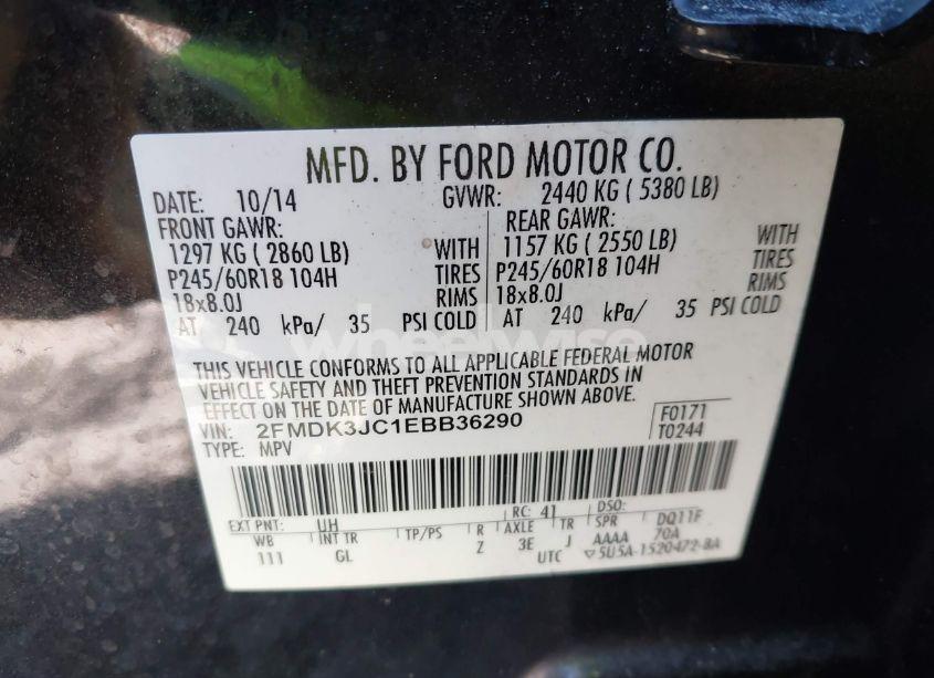 Photo 9 of 2014 Ford Edge SEL (VIN 2FMDK3JC1EBB36290)