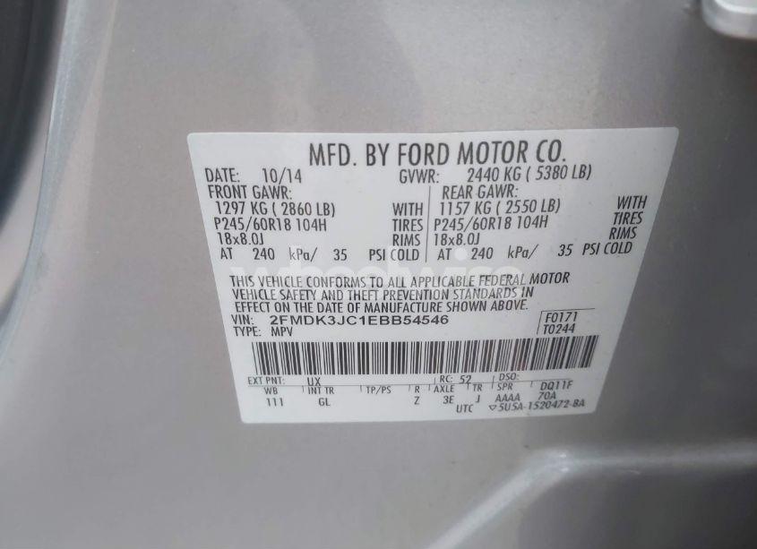 Photo 9 of 2014 Ford Edge SEL (VIN 2FMDK3JC1EBB54546)