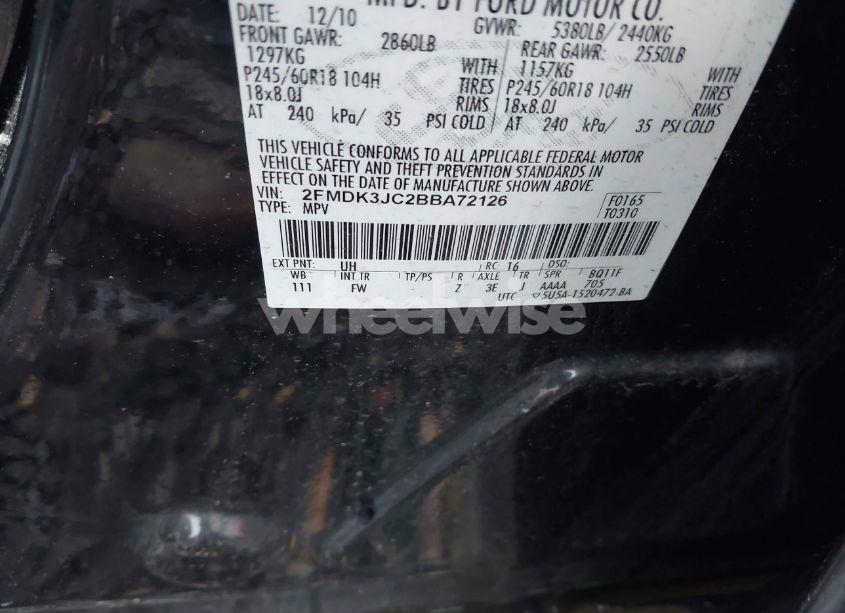 Photo 9 of 2011 Ford Edge SEL (VIN 2FMDK3JC2BBA72126)