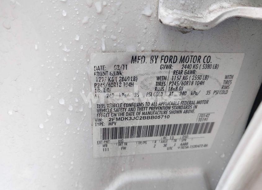 Photo 9 of 2011 Ford Edge SEL (VIN 2FMDK3JC2BBB05710)