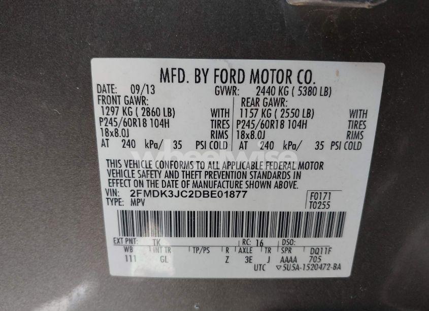 Photo 9 of 2013 Ford Edge SEL (VIN 2FMDK3JC2DBE01877)