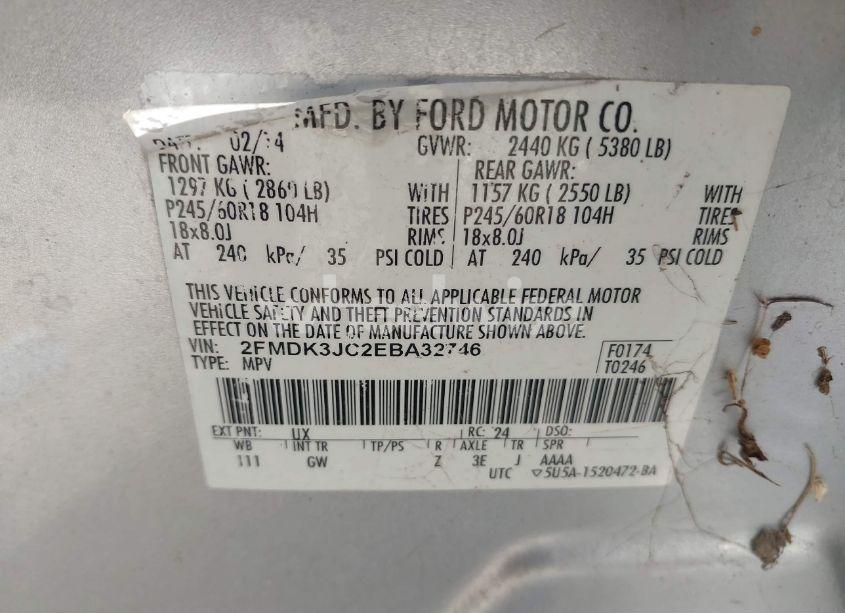 Photo 9 of 2014 Ford Edge SEL (VIN 2FMDK3JC2EBA32746)