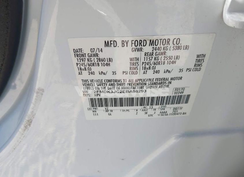 Photo 9 of 2014 Ford Edge SEL (VIN 2FMDK3JC2EBA98293)