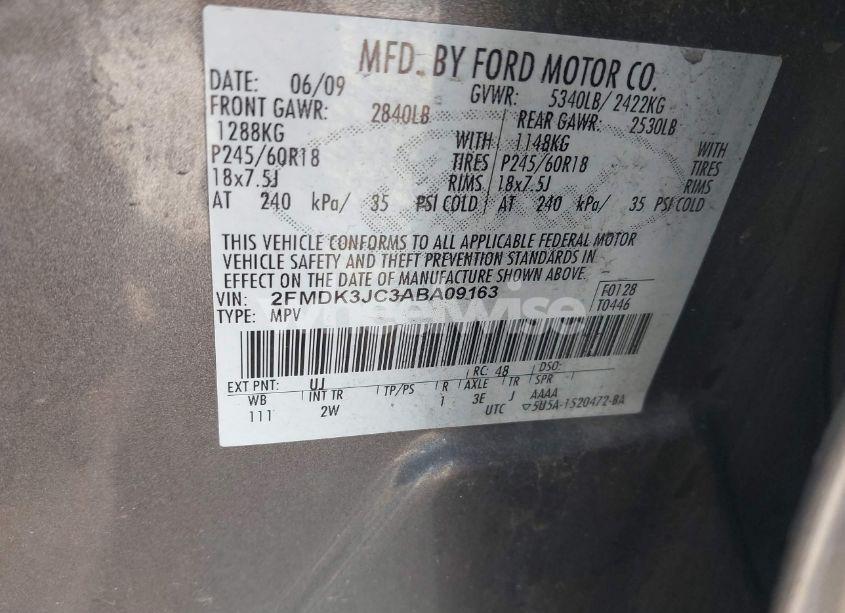 Photo 9 of 2010 Ford Edge SEL (VIN 2FMDK3JC3ABA09163)