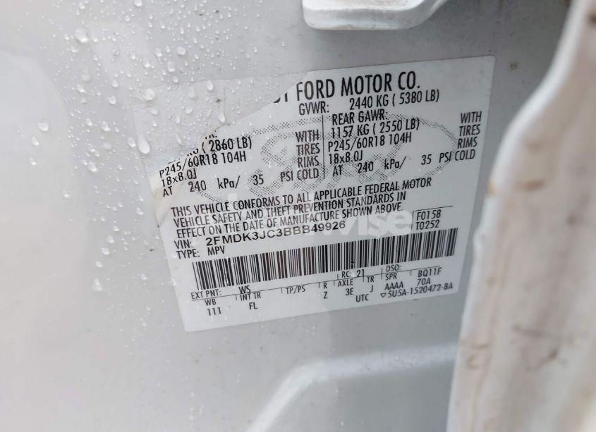 Photo 9 of 2011 Ford Edge SEL (VIN 2FMDK3JC3BBB49926)