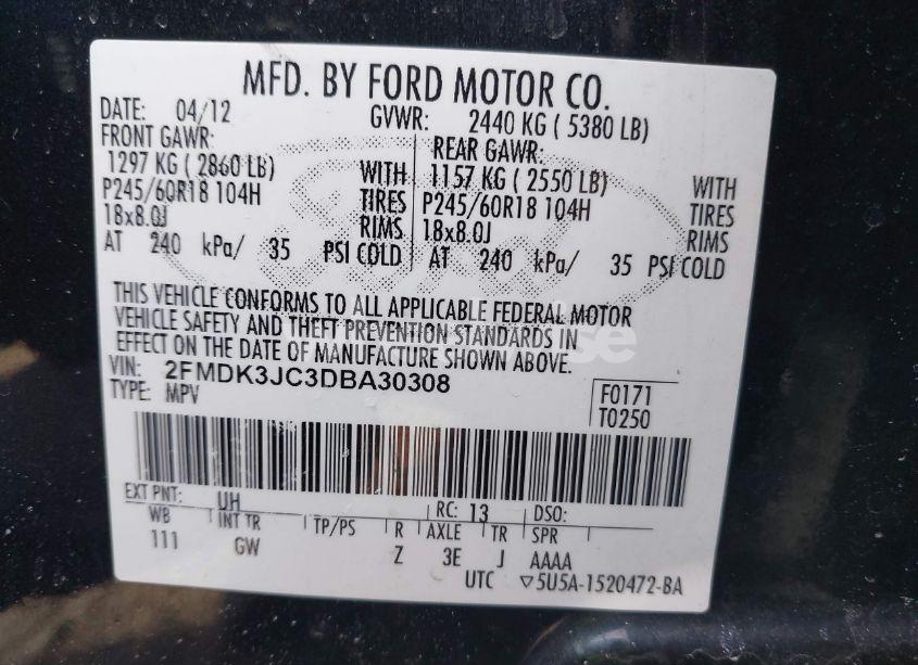 Photo 9 of 2013 Ford Edge SEL (VIN 2FMDK3JC3DBA30308)