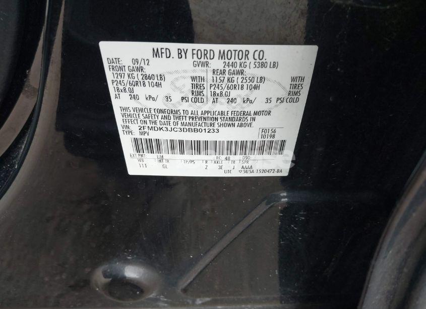 Photo 9 of 2013 Ford Edge SEL (VIN 2FMDK3JC3DBB01233)