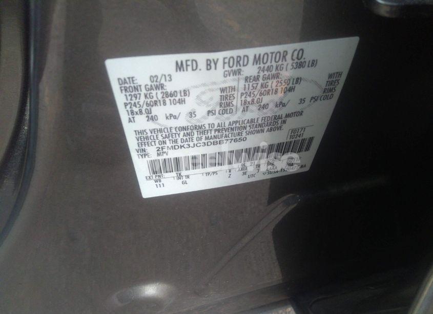 Photo 9 of 2013 Ford Edge SEL (VIN 2FMDK3JC3DBB77650)