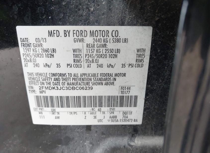 Photo 9 of 2013 Ford Edge SEL (VIN 2FMDK3JC3DBC06239)