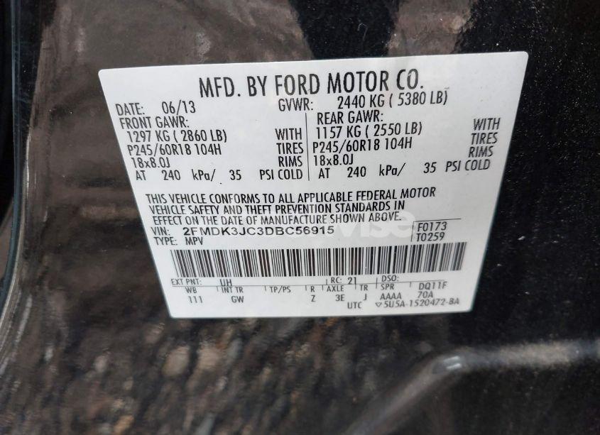 Photo 9 of 2013 Ford Edge SEL (VIN 2FMDK3JC3DBC56915)