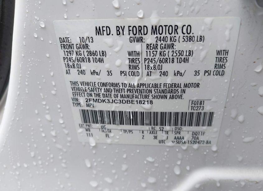 Photo 9 of 2013 Ford Edge SEL (VIN 2FMDK3JC3DBE18218)