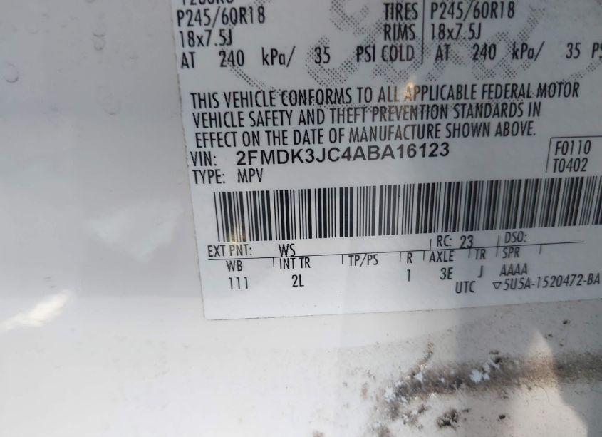 Photo 9 of 2010 Ford Edge SEL (VIN 2FMDK3JC4ABA16123)