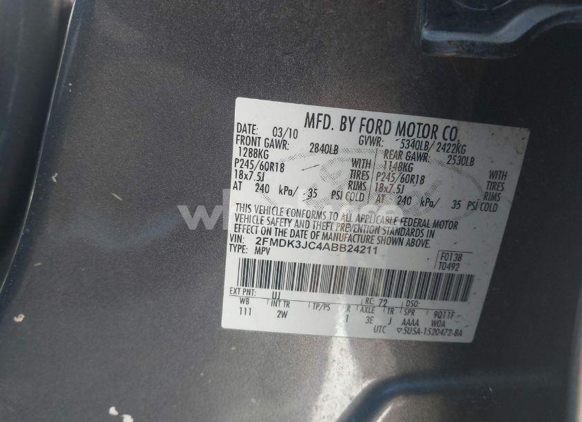 Photo 9 of 2010 Ford Edge SEL (VIN 2FMDK3JC4ABB24211)