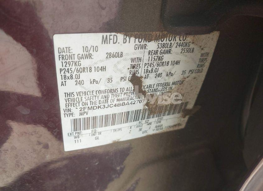 Photo 9 of 2011 Ford Edge SEL (VIN 2FMDK3JC4BBA42707)