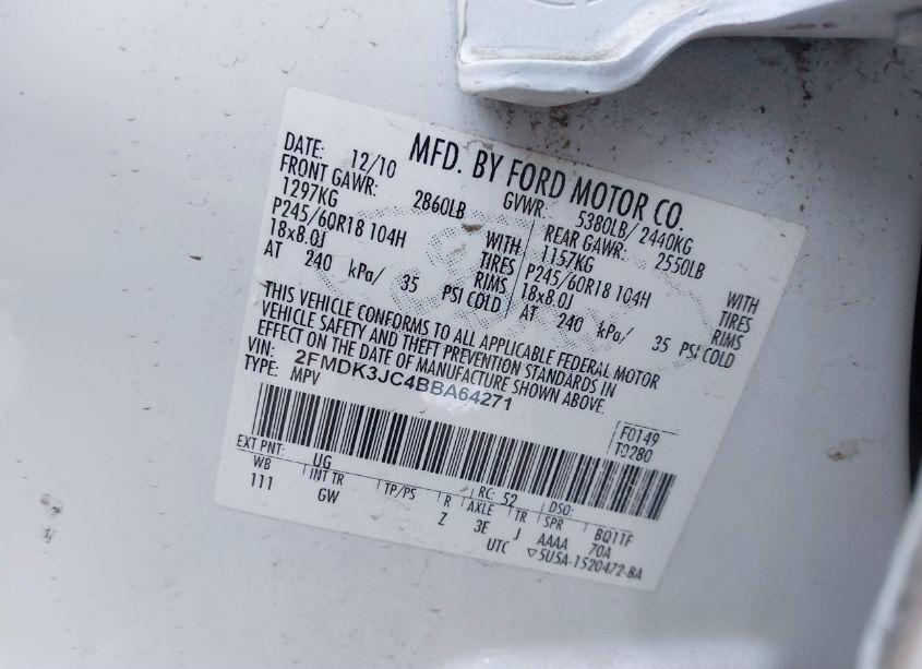 Photo 9 of 2011 Ford Edge SEL (VIN 2FMDK3JC4BBA64271)