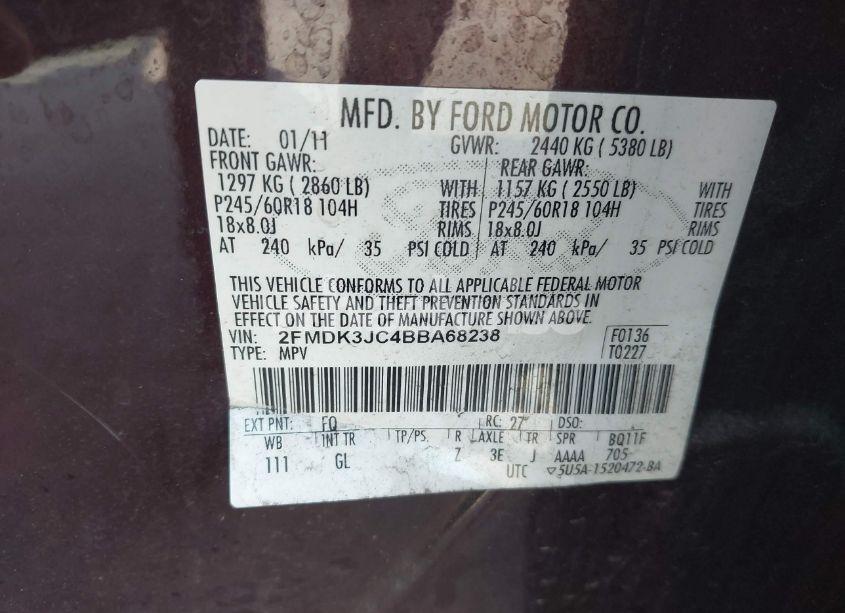 Photo 9 of 2011 Ford Edge SEL (VIN 2FMDK3JC4BBA68238)