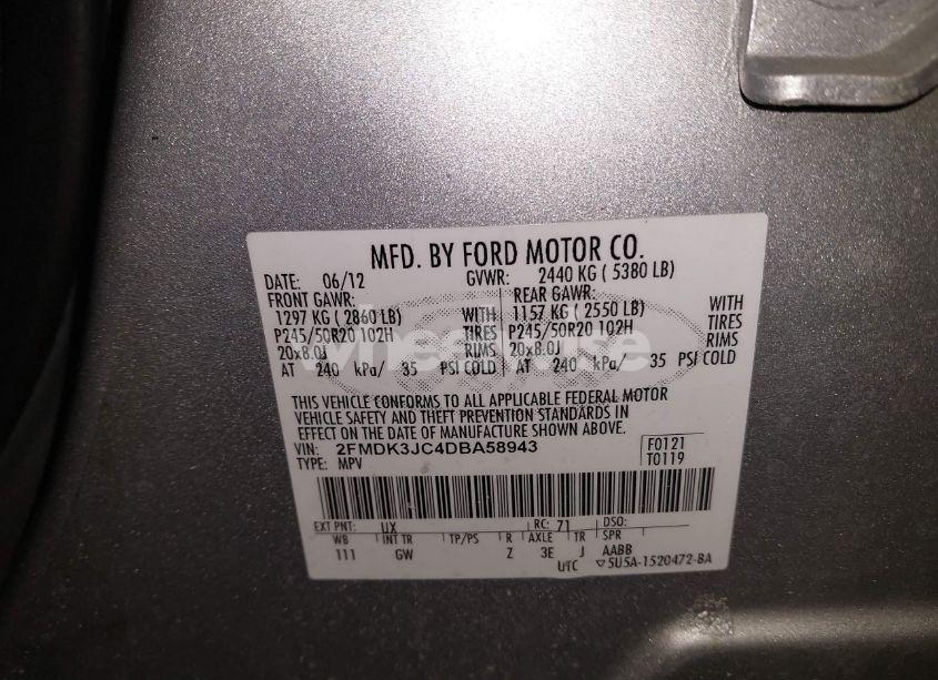 Photo 9 of 2013 Ford Edge SEL (VIN 2FMDK3JC4DBA58943)