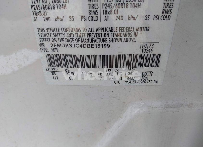Photo 9 of 2013 Ford Edge SEL (VIN 2FMDK3JC4DBE16199)