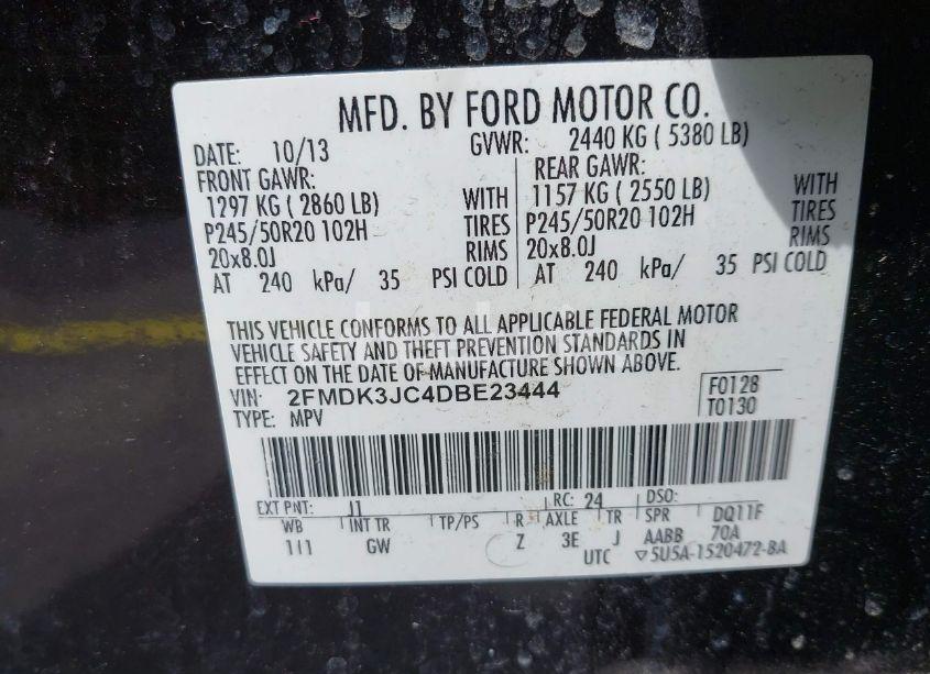 Photo 9 of 2013 Ford Edge SEL (VIN 2FMDK3JC4DBE23444)