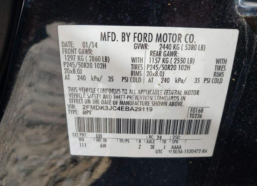 Photo 9 of 2014 Ford Edge SEL (VIN 2FMDK3JC4EBA29119)