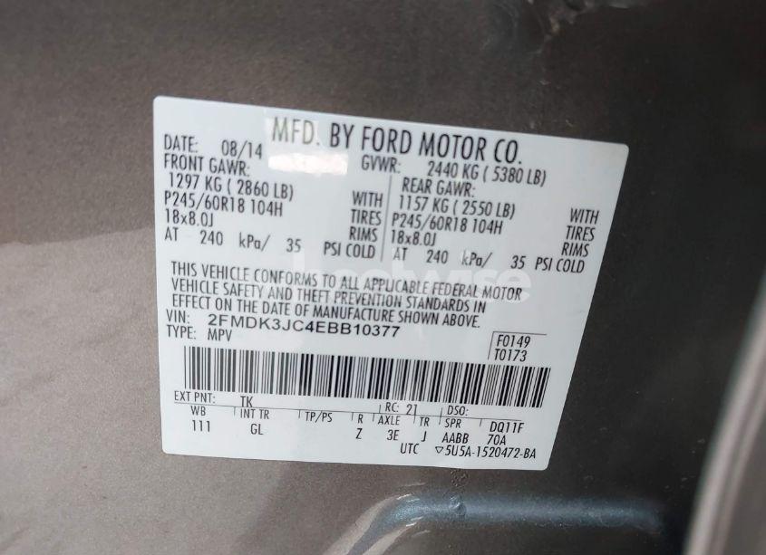 Photo 9 of 2014 Ford Edge SEL (VIN 2FMDK3JC4EBB10377)