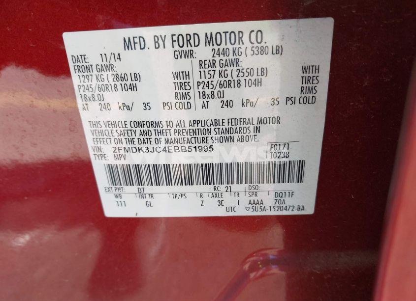 Photo 9 of 2014 Ford Edge SEL (VIN 2FMDK3JC4EBB51995)