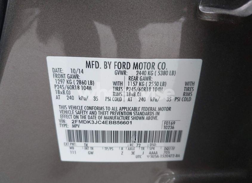 Photo 9 of 2014 Ford Edge SEL (VIN 2FMDK3JC4EBB56601)