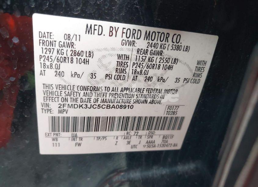 Photo 9 of 2012 Ford Edge SEL (VIN 2FMDK3JC5CBA08910)