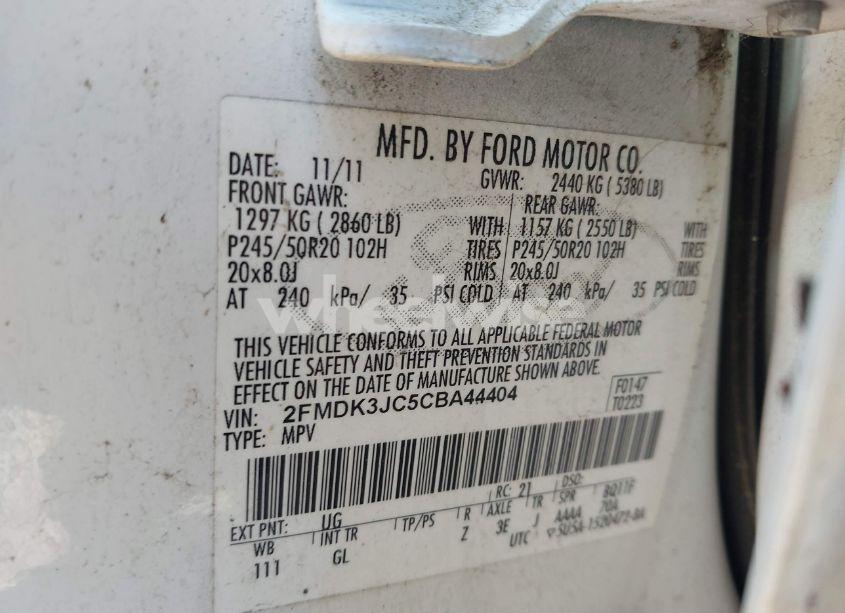 Photo 9 of 2012 Ford Edge SEL (VIN 2FMDK3JC5CBA44404)